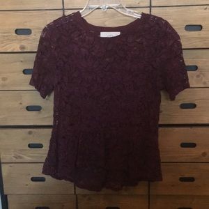 Loft lace peplum top. Size M